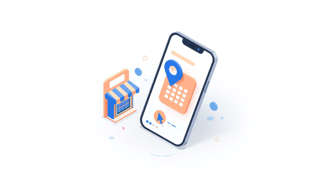 Googleビジネスプロフィールの予約リンク設定のイメージ（スマートフォンの地図とカレンダー）
