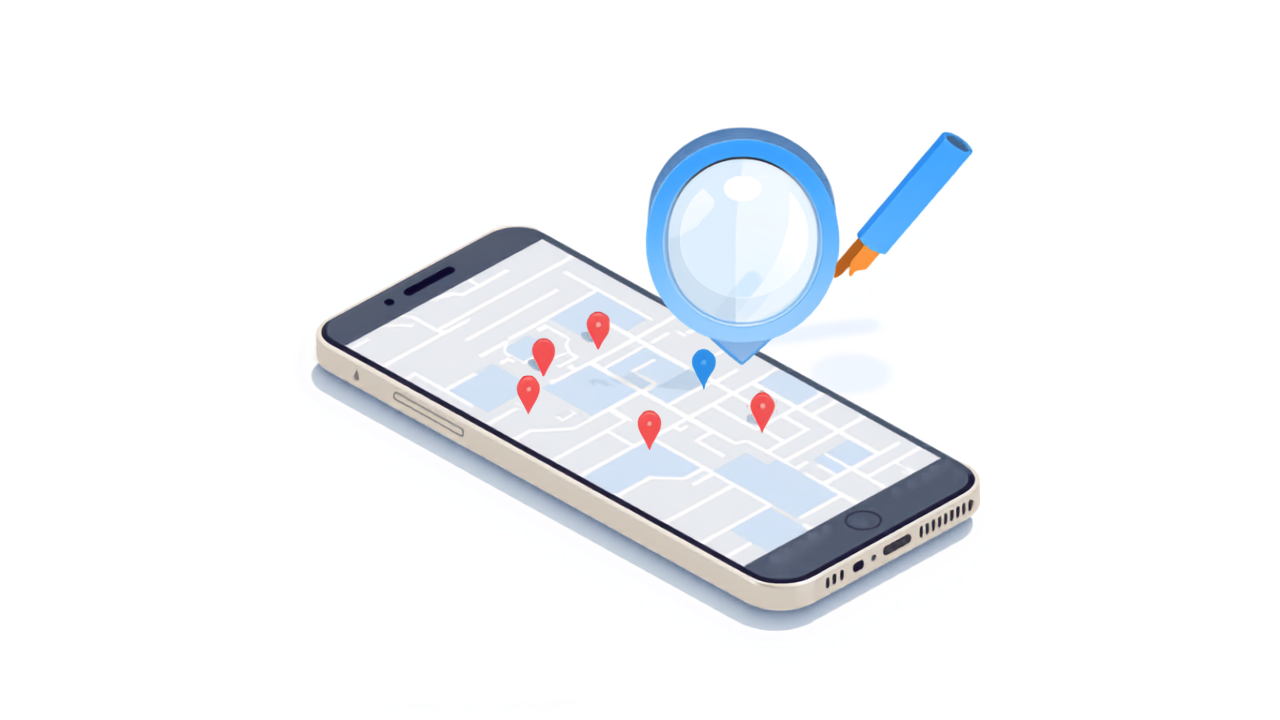 自分のスマホでの順位確認とその限界を示すイラスト