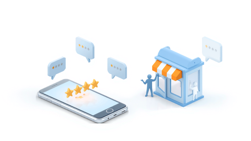 口コミを集める店舗のイメージ イラスト
