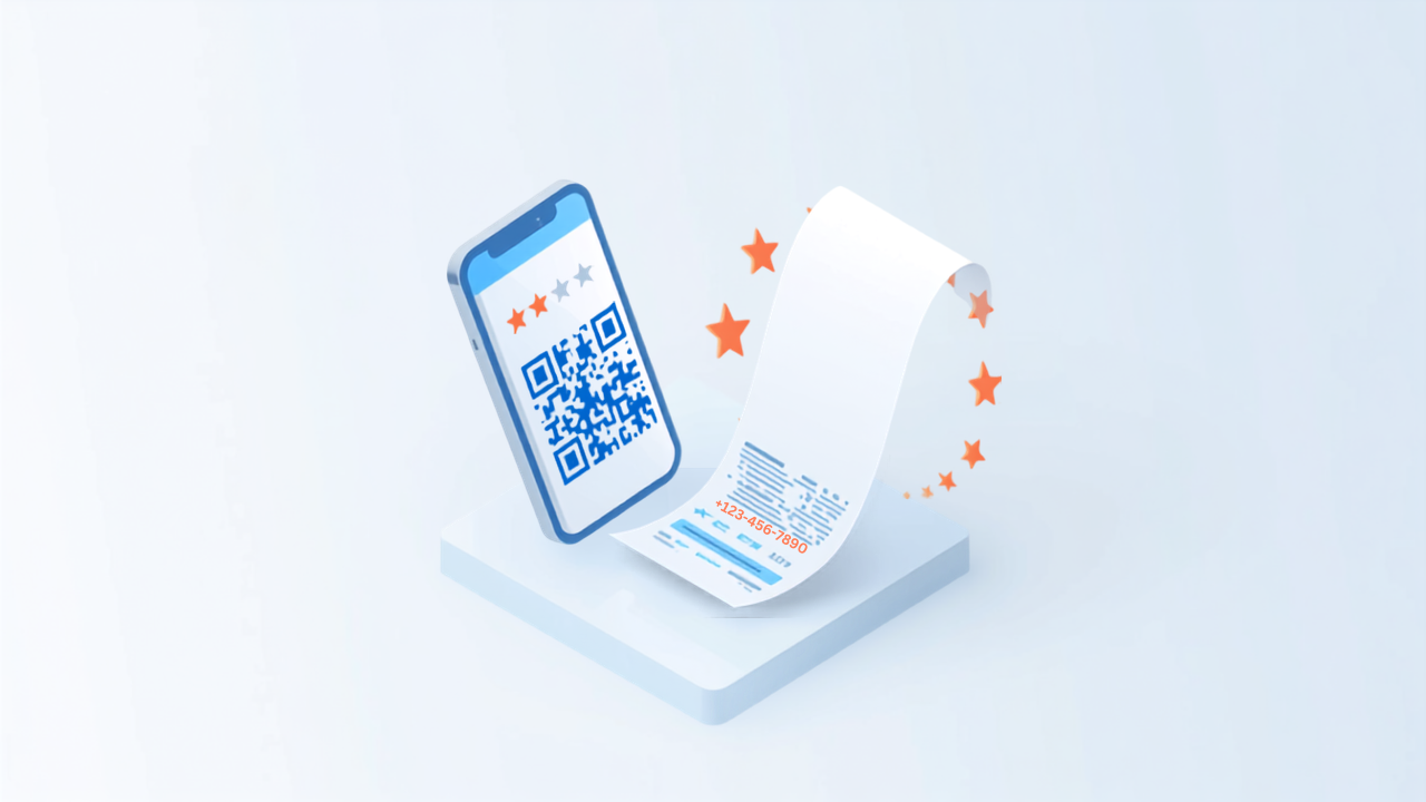 QRコードと口コミリンクで依頼するイラスト