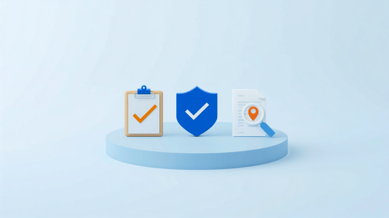 Googleビジネスプロフィールのガイドラインを点検するイメージのアイソメトリックイラスト
