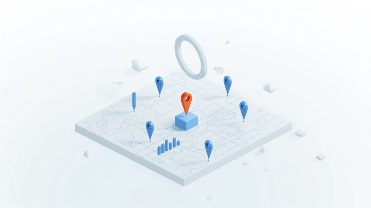Googleビジネスプロフィールの編集反映をエリアごとの地図で確認するイメージ