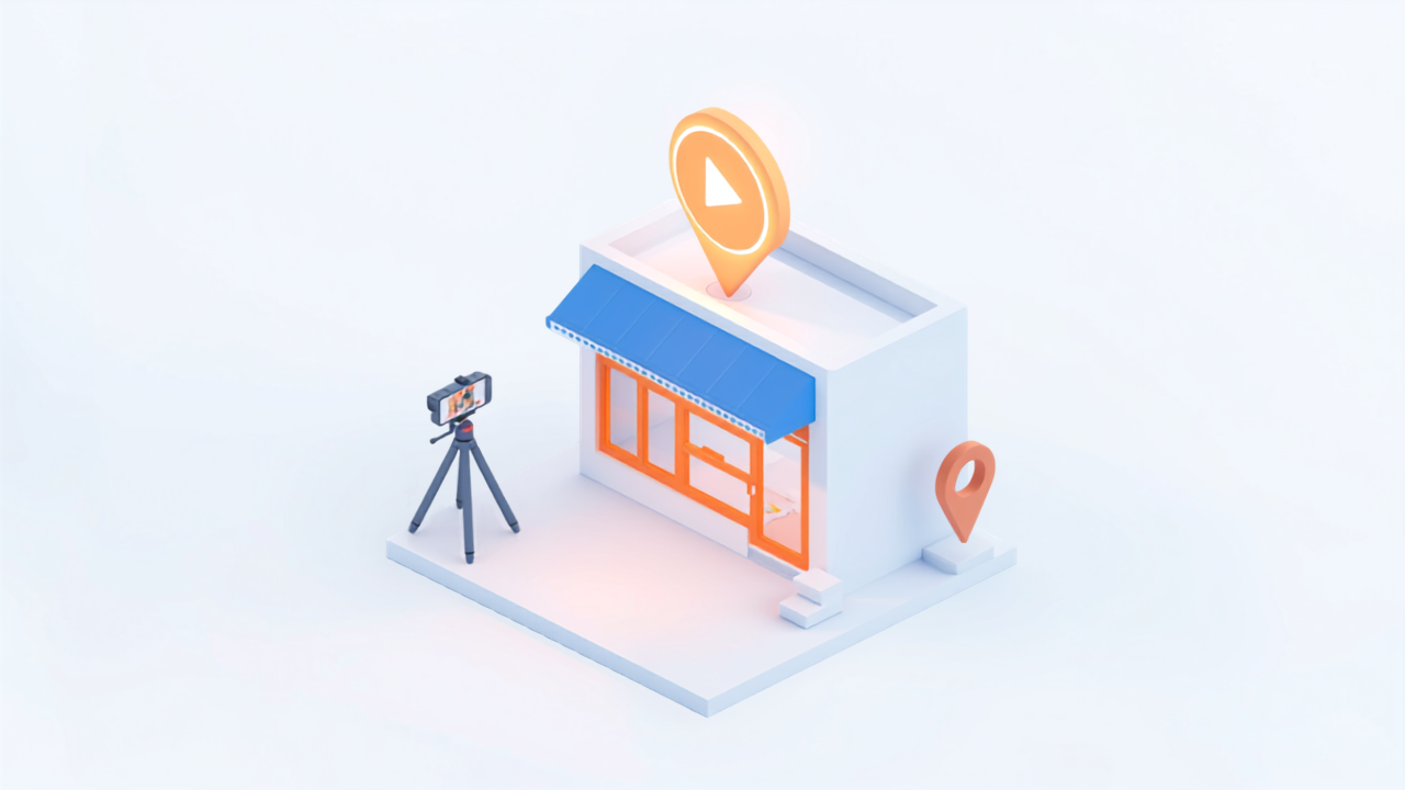 Googleマップの店舗プロフィールで動画が表示される場所のイメージ
