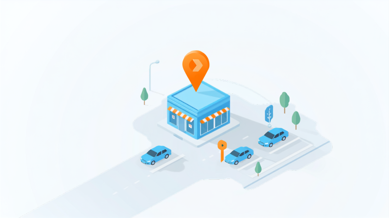 店舗の駐車場とアクセス情報を整えて来店につなげるイメージ図
