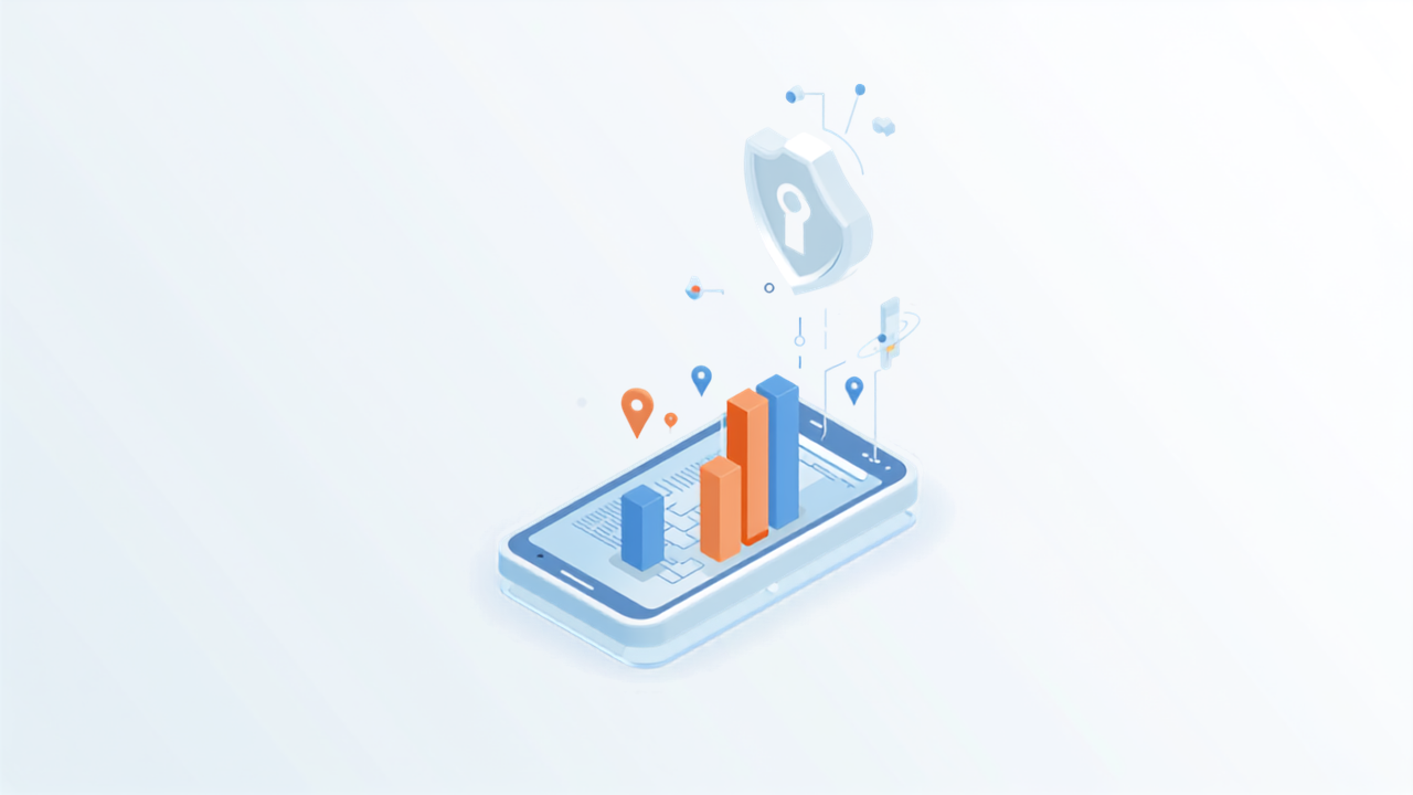 スマートフォンで店舗の混雑データを確認するイラスト