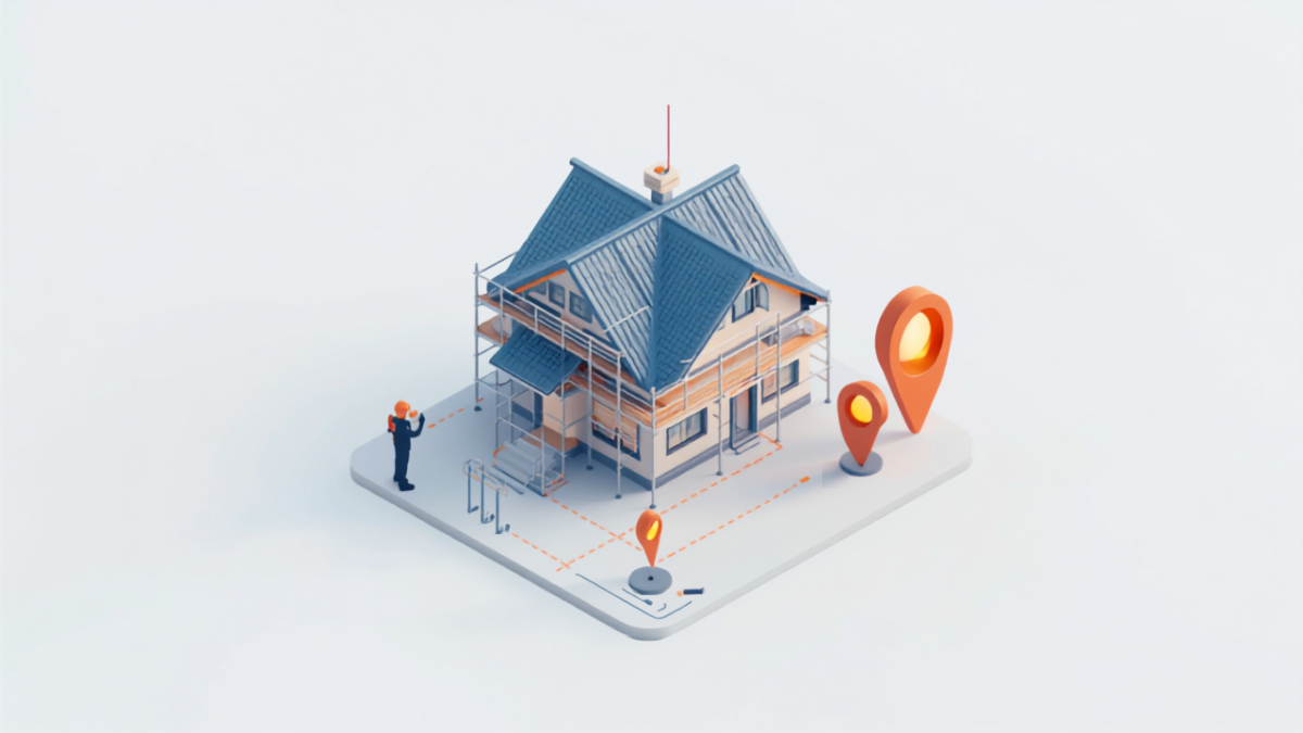 Googleビジネスプロフィールの基本設定を表すイメージ（住宅と対応エリアのピン）