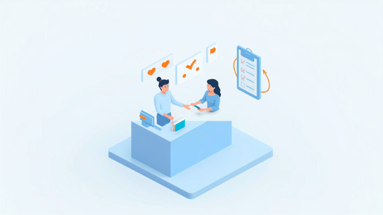 低評価への向き合い方を表す店舗接客のイラスト