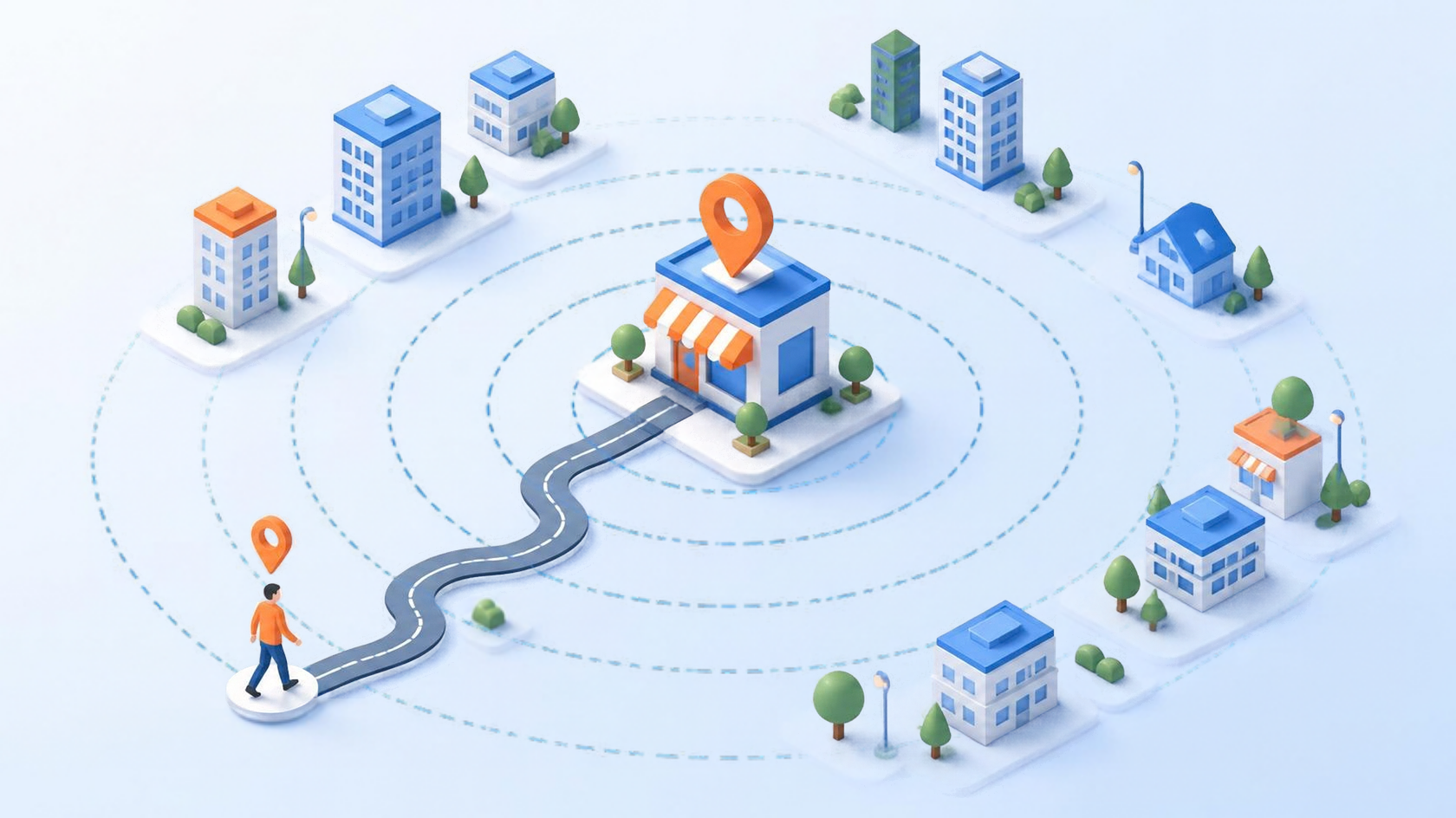 距離とGoogleマップ順位のイメージイラスト