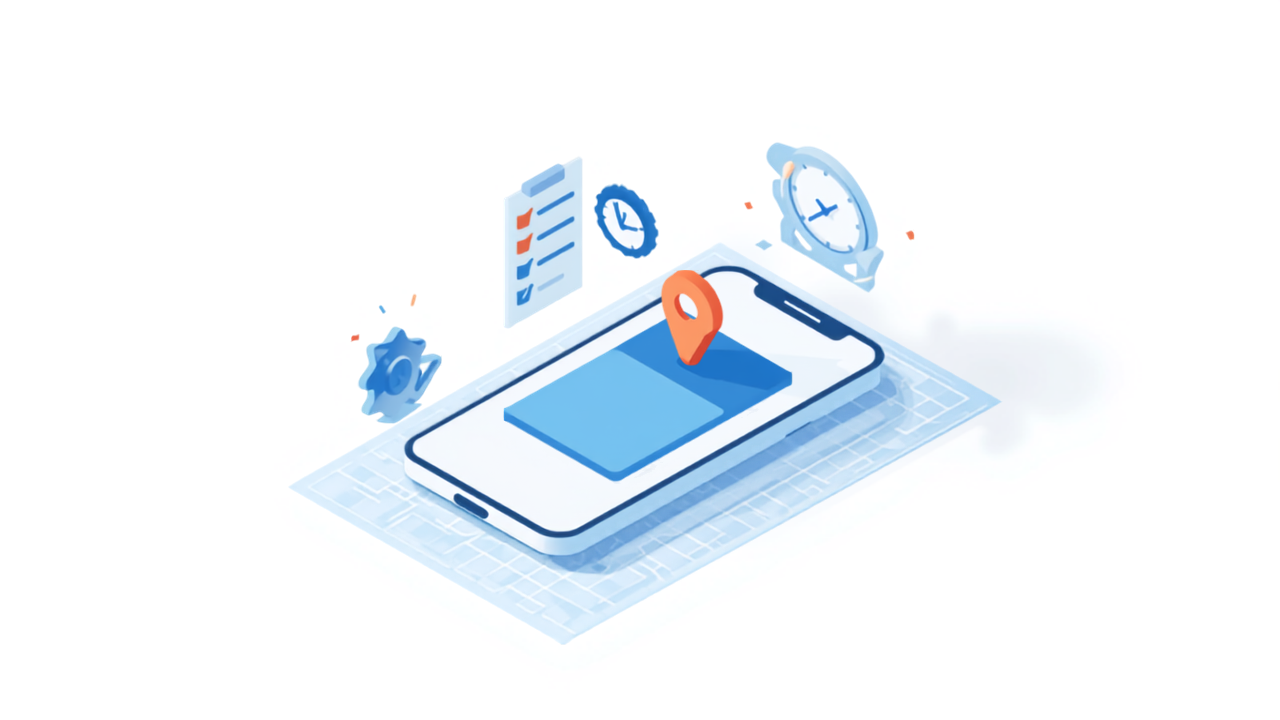 スマートフォンでビジネスプロフィールの営業時間を設定する様子