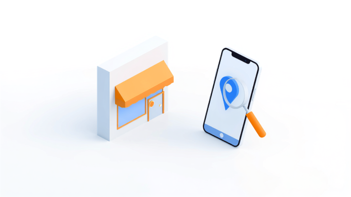 店舗とスマートフォンの検索画面を見比べてオーナー確認の状態を切り分けるイメージ