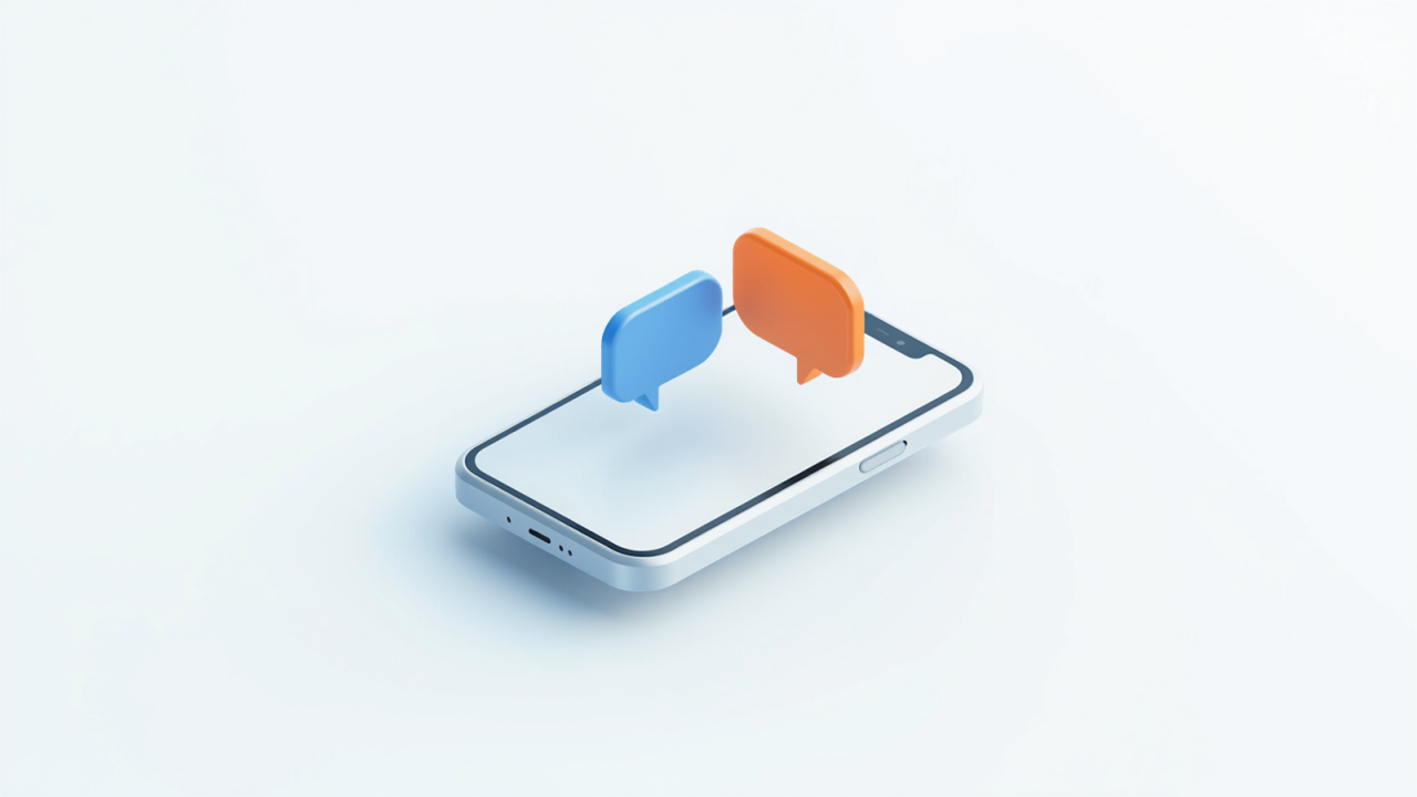 スマートフォンでチャットのやり取りをしているイメージのイラスト