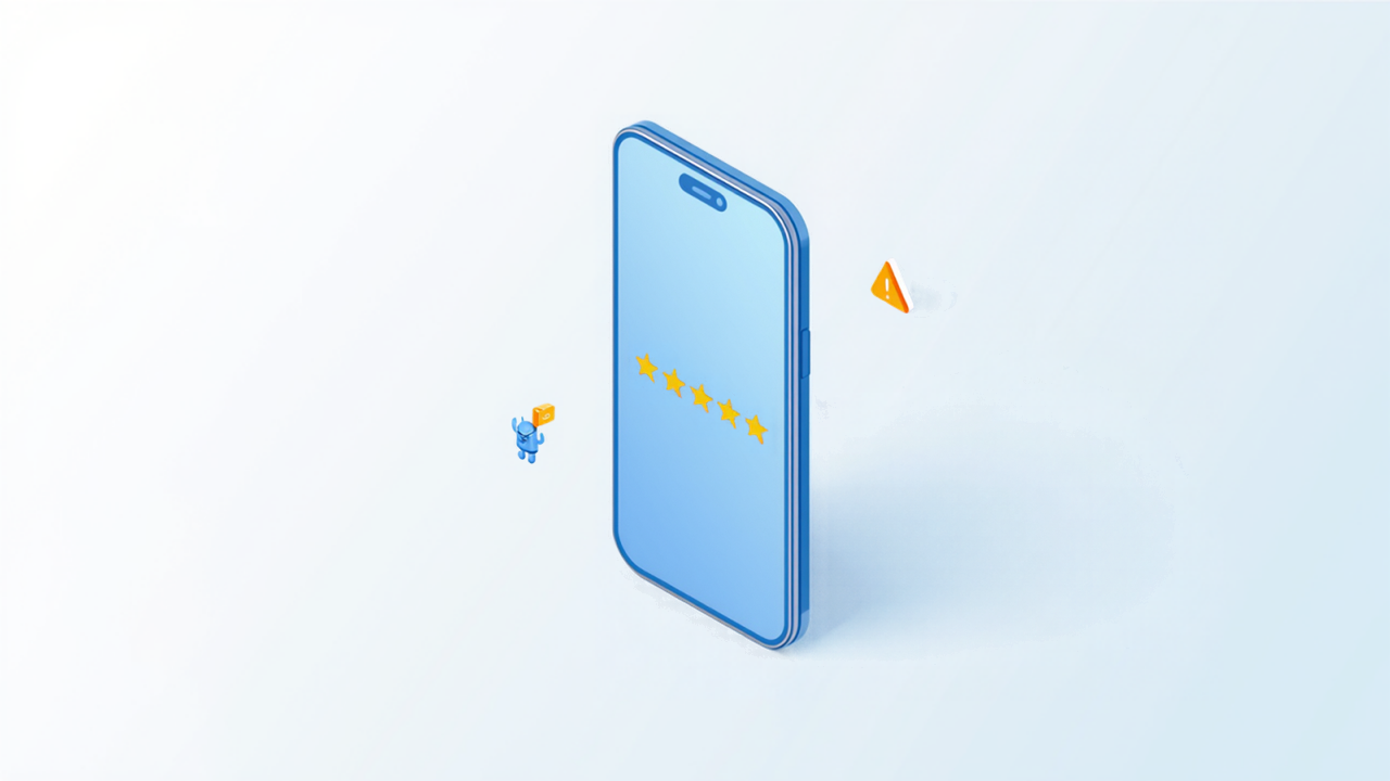 スマートフォンの口コミ星評価とAI要約のイメージイラスト