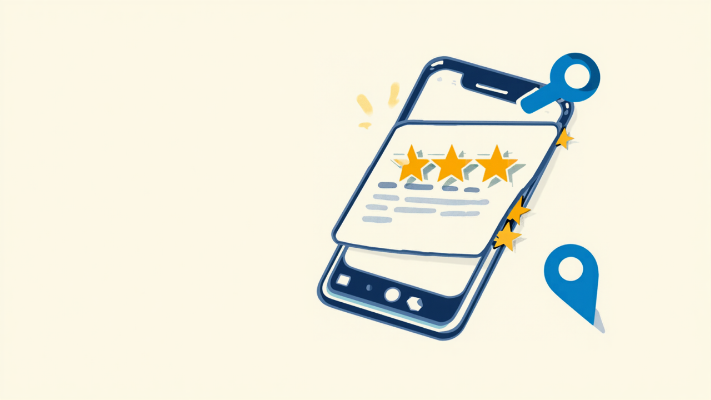 スマートフォンに表示された星評価のイラスト